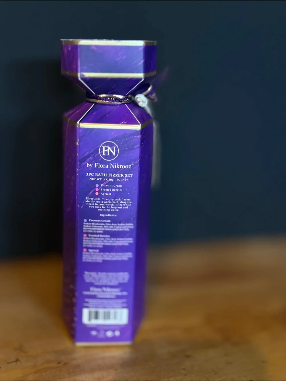 Flora Nikrooz Purple Bath Fizzer Gift Set with Gold Accents